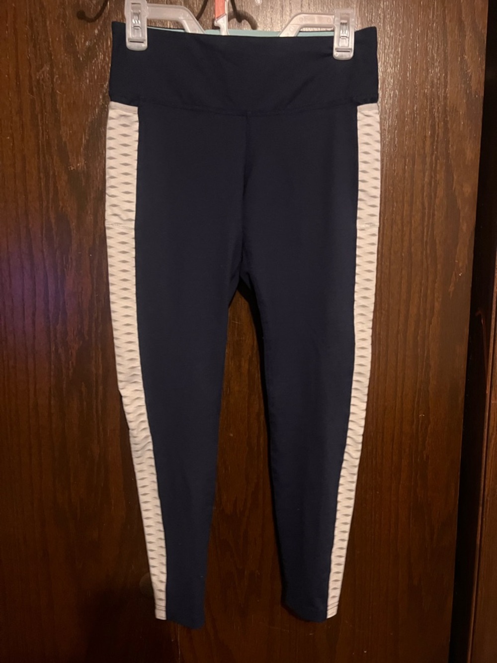Brooks Navy Blue Leggings with White Side Panels